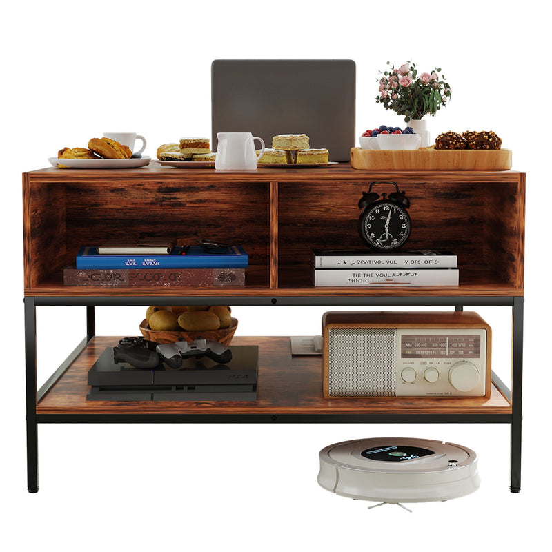 Rustic Flip Top Coffee Table With Hidden Storage - Black / Brown by HouseOfZazla