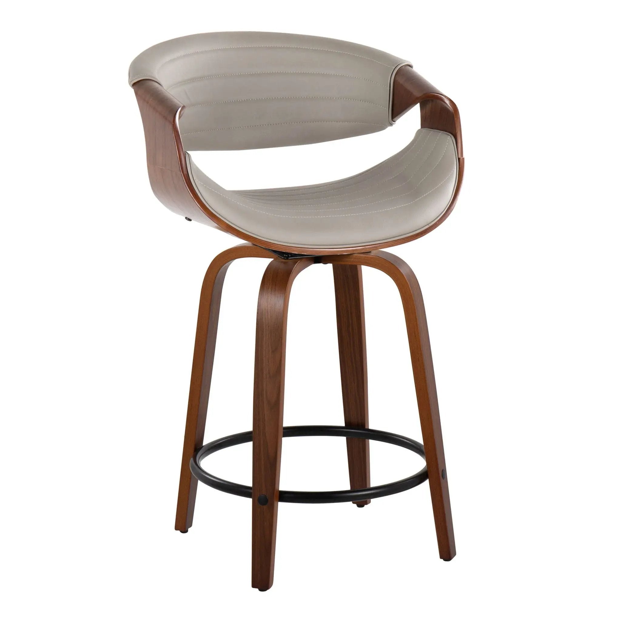 Symphony - Mid Century Modern Fixed Height Counter Stool With Swivel With Round Footrest (Set of 2) by HouseOfZazla