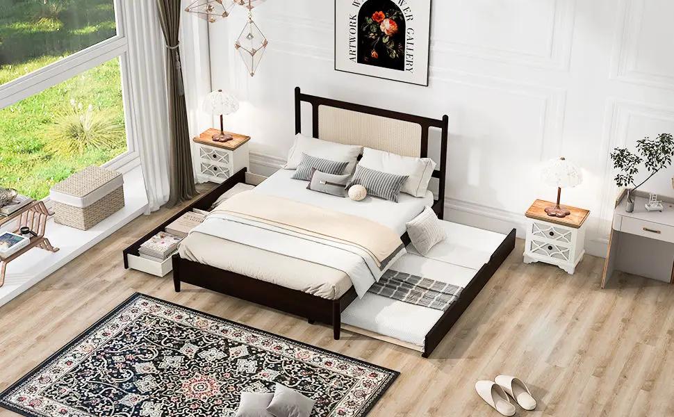 Platform Bed With 2 Big Drawers & Trundle by HouseOfZazla