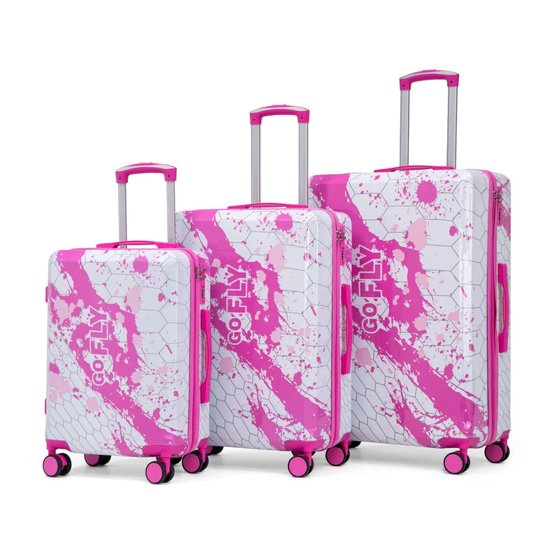 3-Piece Spinner Wheel Luggage Set (20"/24"/28") in Pink by HouseOfZazla