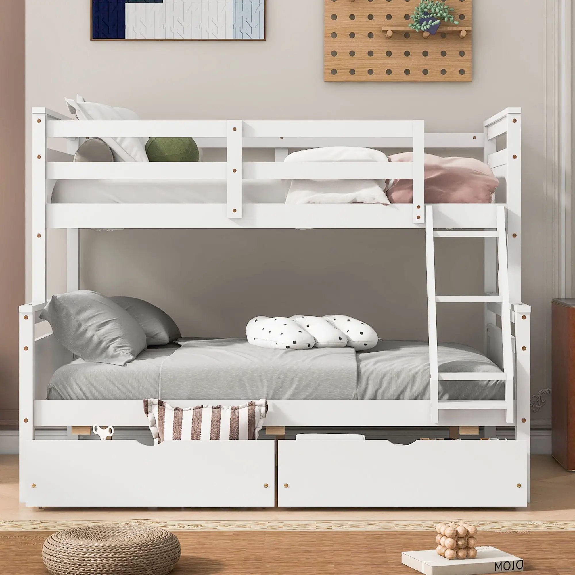 Bunk Bed With Ladder And Safety Guardrail by Unique Piece Furniture