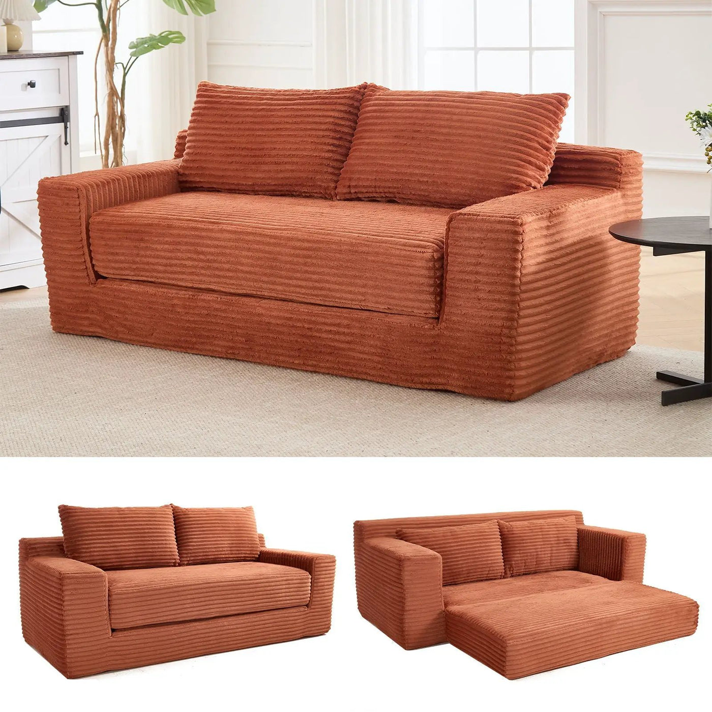 Convertible Loveseat Sofa Bed With Memory Foam & Steel Frame by Unique Piece Furniture