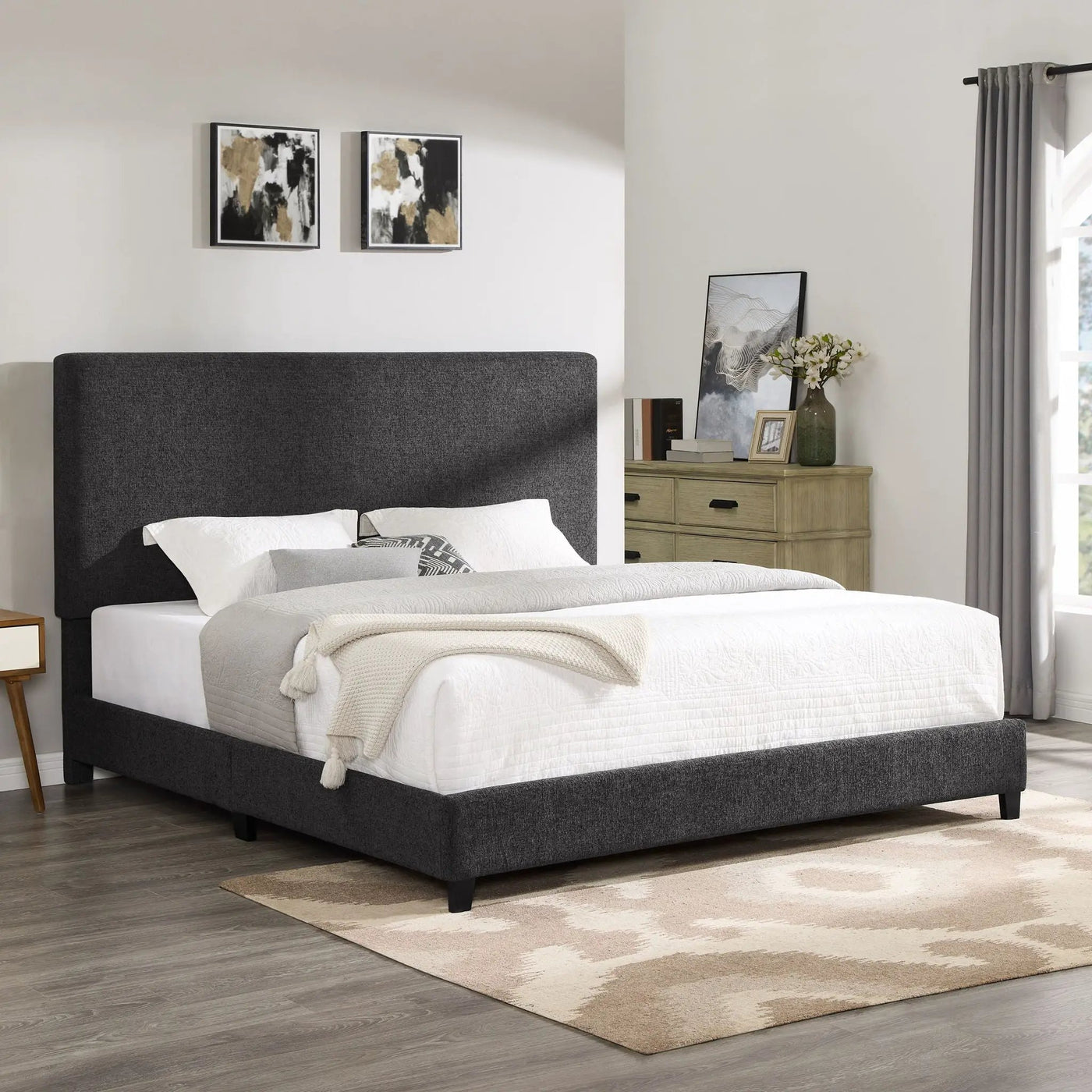 Platform Bed & Upholstered Headboard by HouseOfZazla