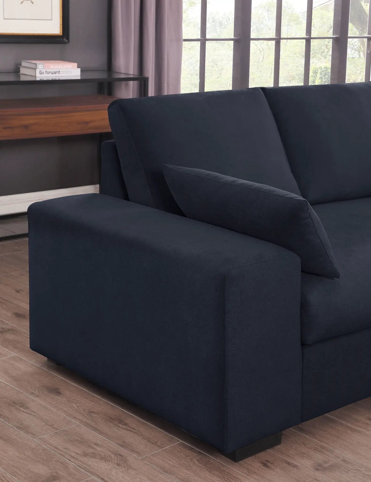 Joshua - 100" Sectional Sofa with Right Facing Chaise and Console Ottoman by HouseOfZazla