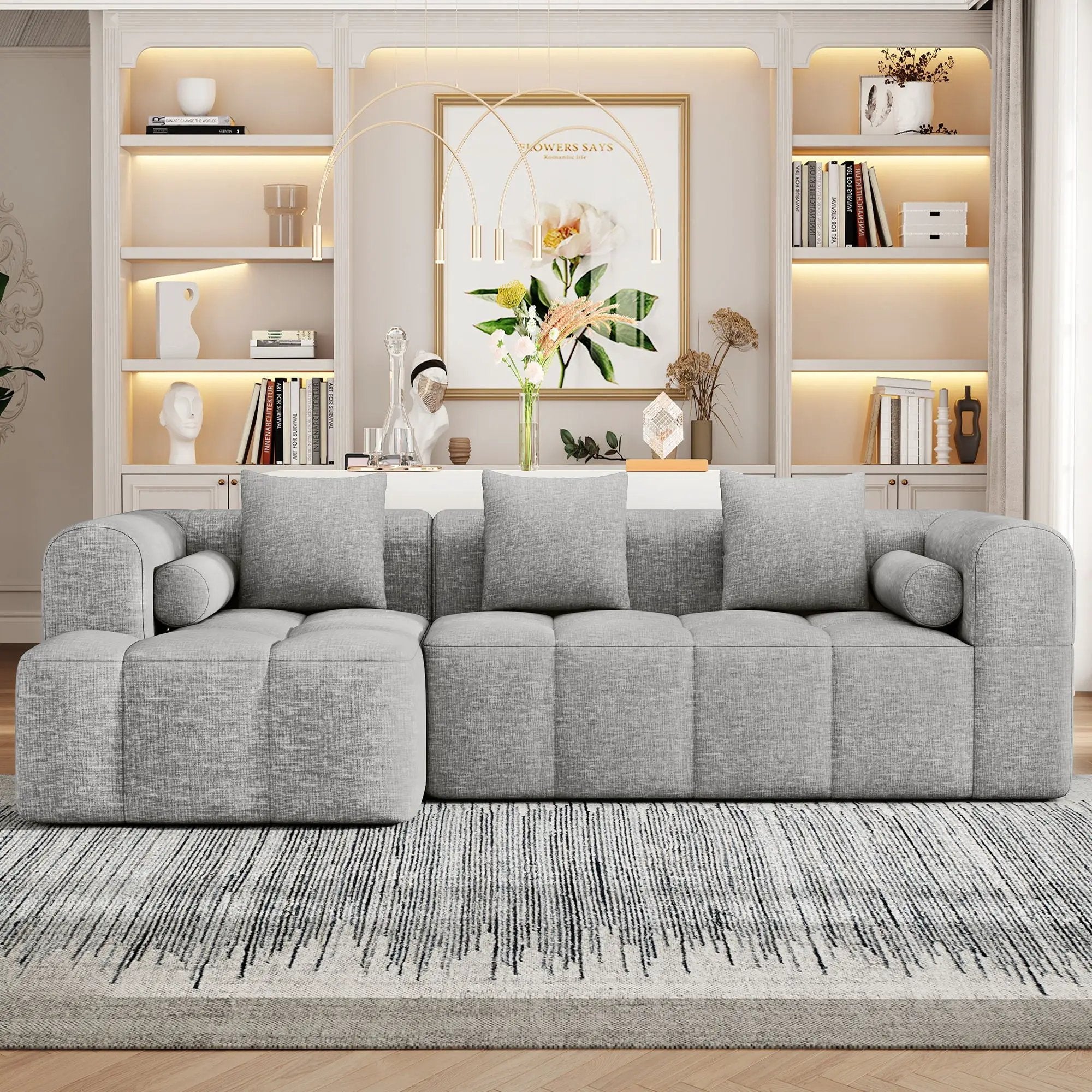 Sectional Free Combined Sofa With 2 Side Pockets by HouseOfZazla