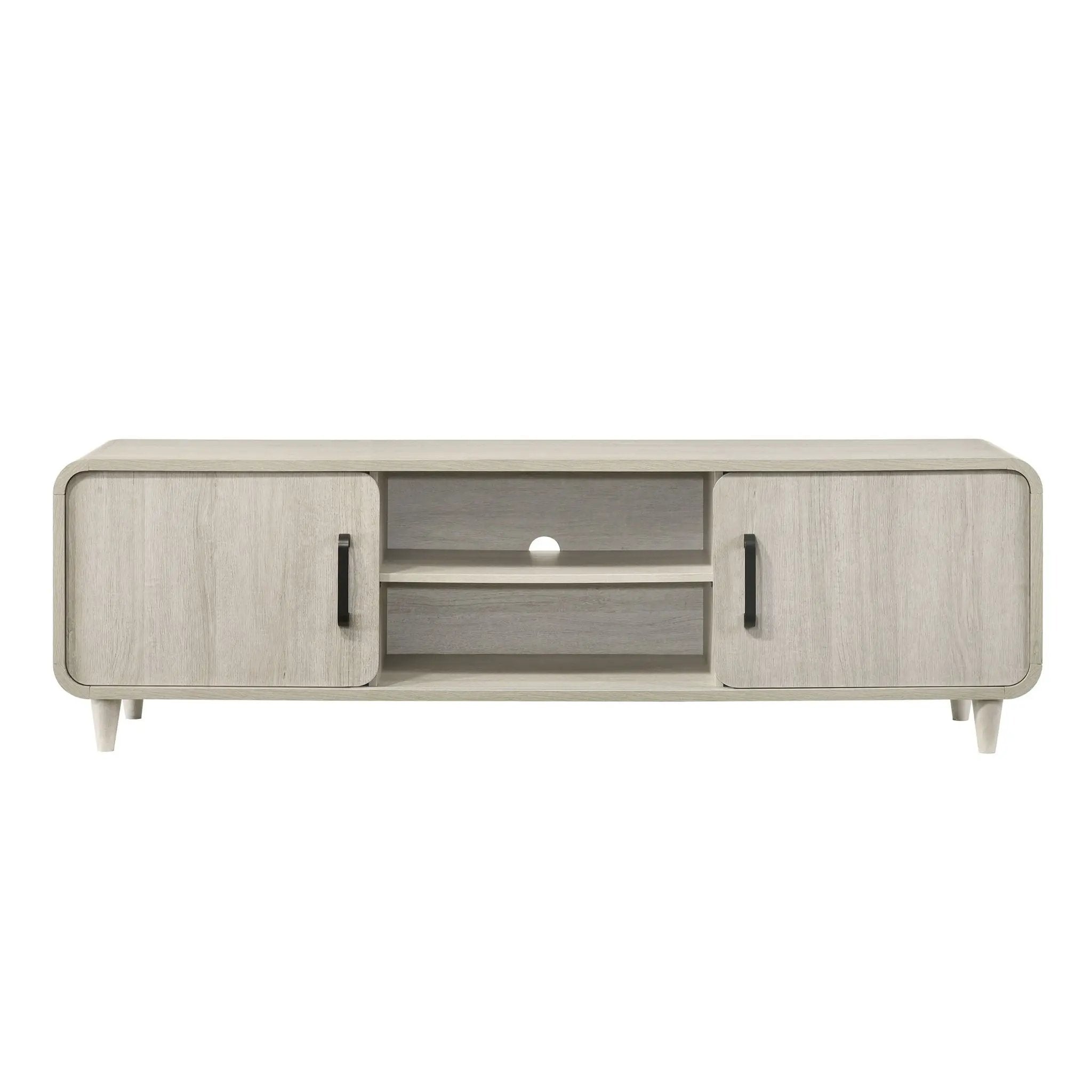TV Stand With Sliding Doors And Handles, Living Room Furniture - Antique White by HouseOfZazla