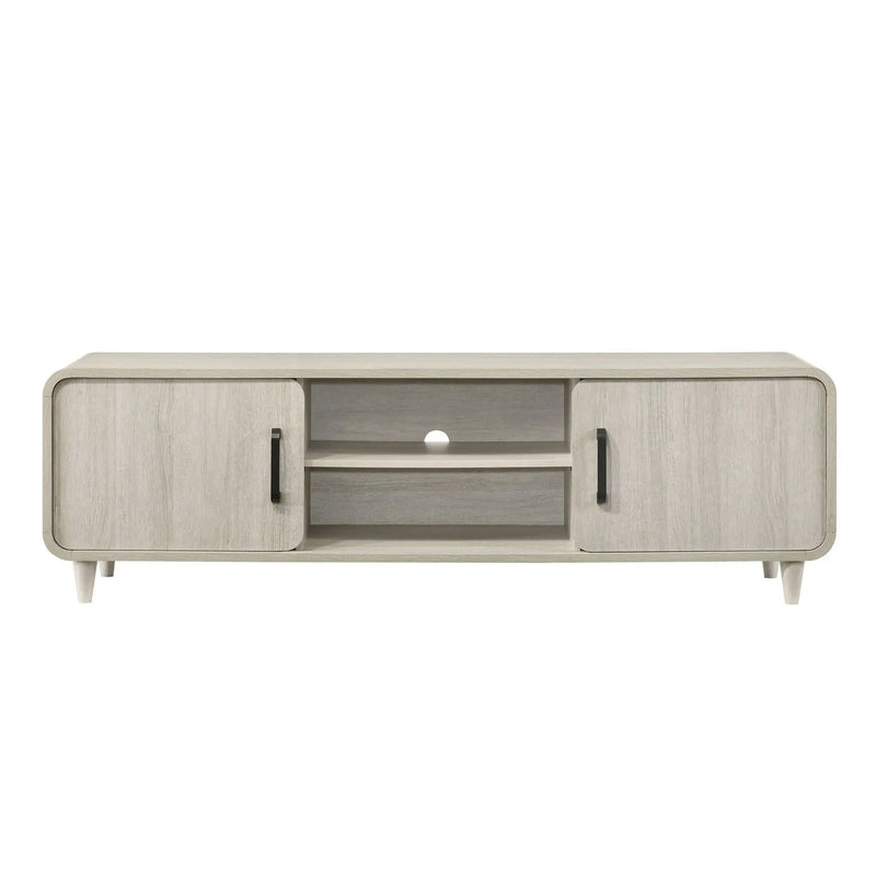 TV Stand With Sliding Doors And Handles, Living Room Furniture - Antique White by HouseOfZazla