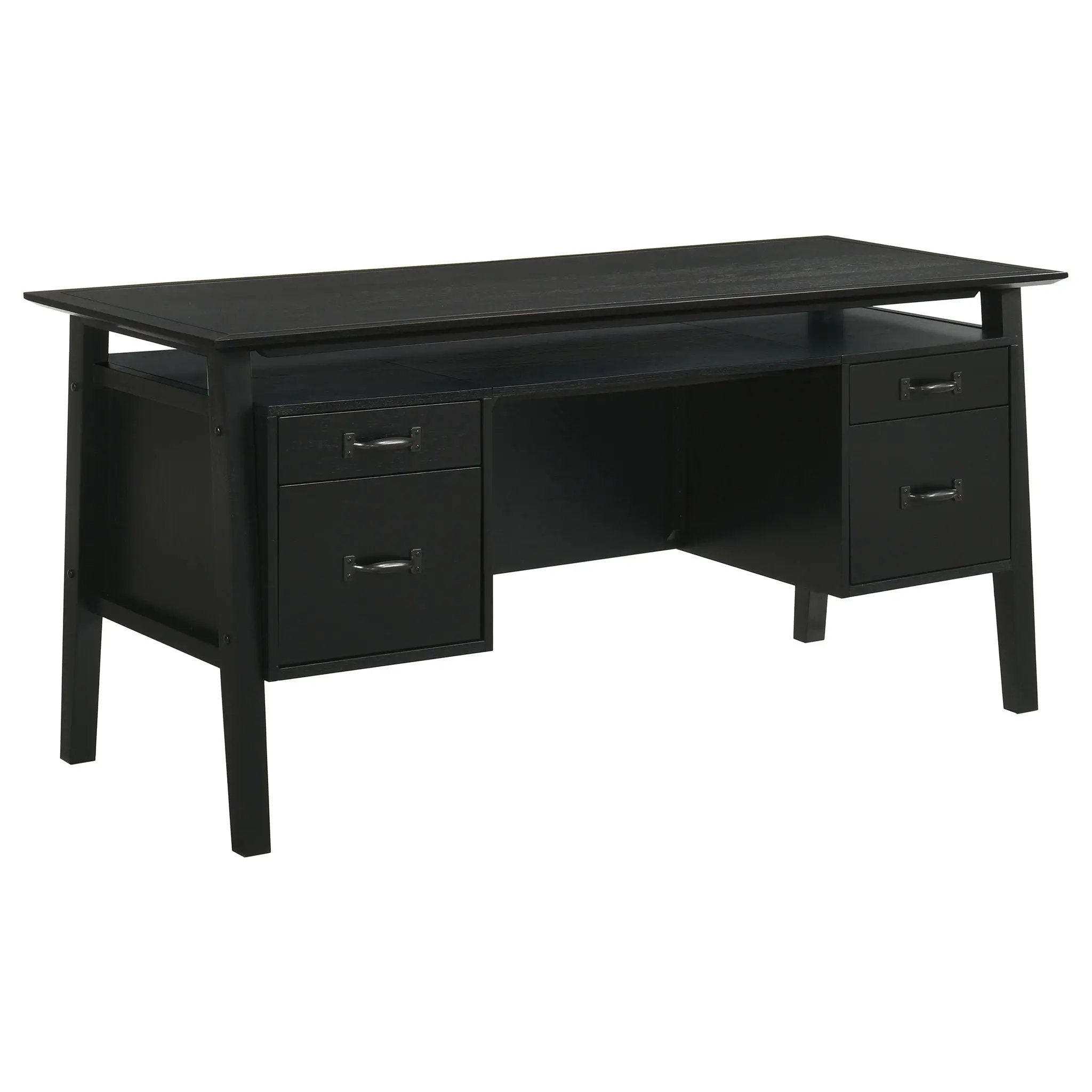 Goodson 64-inch 4-Drawer Double Pedestal Computer Desk Black by Unique Piece Furniture