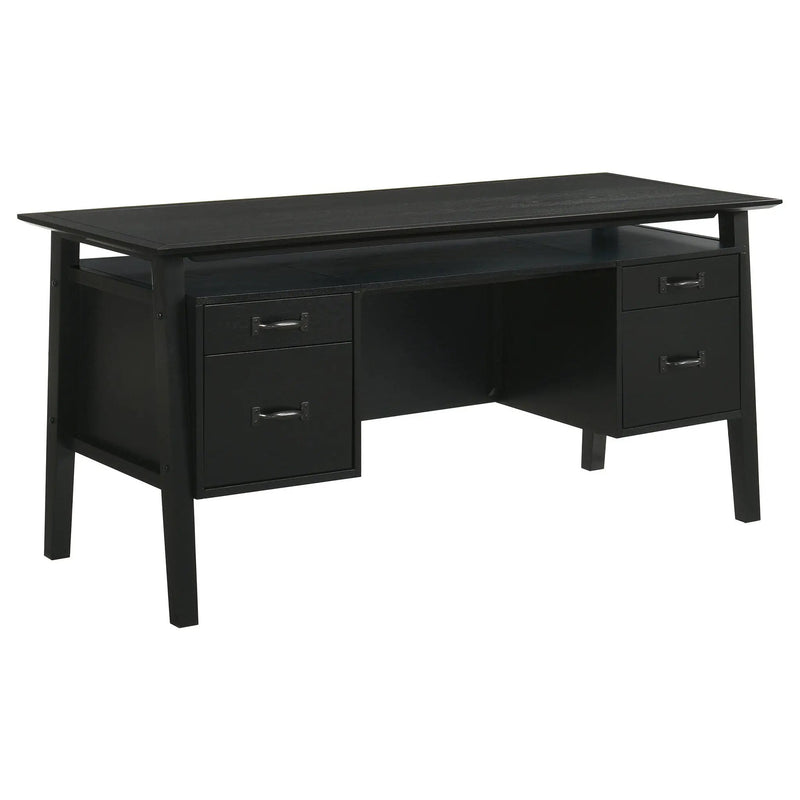 Goodson 64-inch 4-Drawer Double Pedestal Computer Desk Black by Unique Piece Furniture