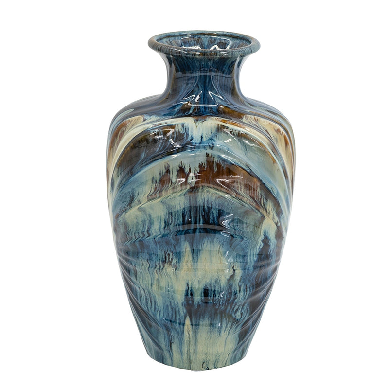 D8.7x15.5' Blue and Brown Reactive Glazed Vase by HouseOfZazla
