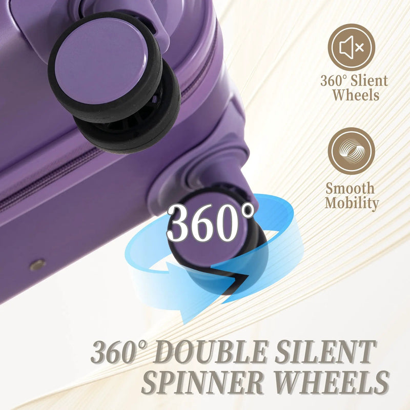 HIFINE Tourist 3-Piece ABS Spinner Wheel Luggage Set (Purple) by HouseOfZazla