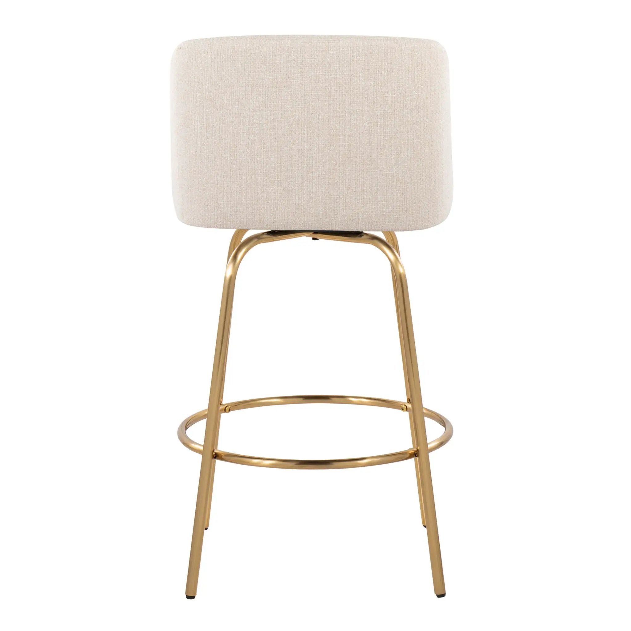 Toriano - Contemporary, Fixed Height Counter Stool With Swivel With Round Footrest (Set of 2) by HouseOfZazla