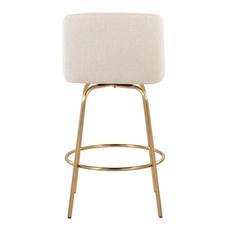 Toriano - Contemporary, Fixed Height Counter Stool With Swivel With Round Footrest (Set of 2) by HouseOfZazla