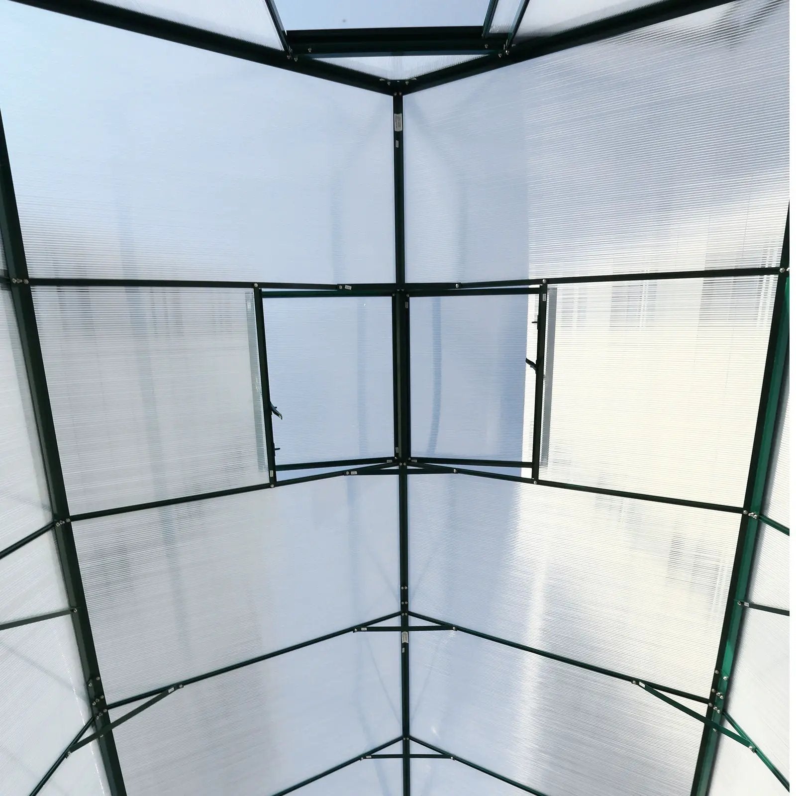 Polycarbonate house, Heavy Duty Outdoor Aluminum Walk-In House Kit With Rain Gutter, Vent And Door For Backyard Garden by HouseOfZazla