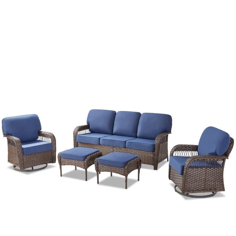 Luxury 5" Thick Cushioned 5 Pieces Patio Furniture Set by HouseOfZazla