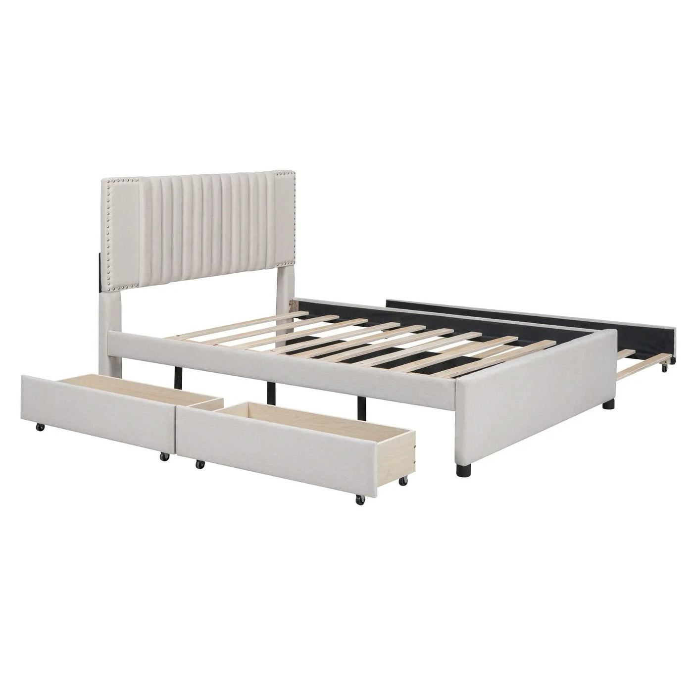 Upholstered Platform Bed With Drawers, Classic Headboard Design by Unique Piece Furniture
