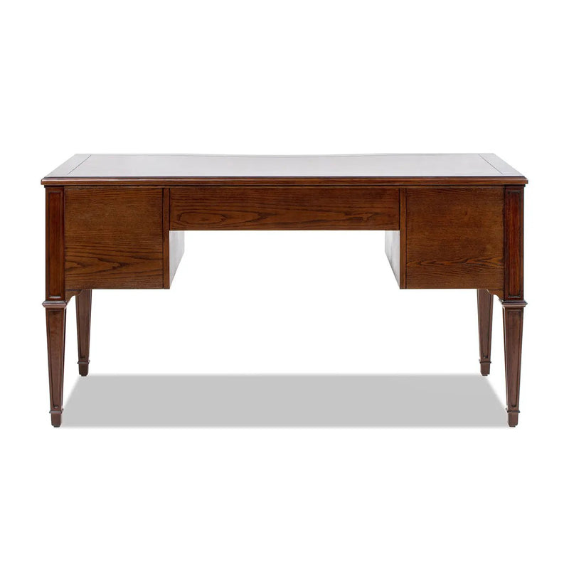 Dauphin Gold Accent 5-Drawer Wood Executive Desk Dark Walnut Ash Wood & Veneer by HouseOfZazla