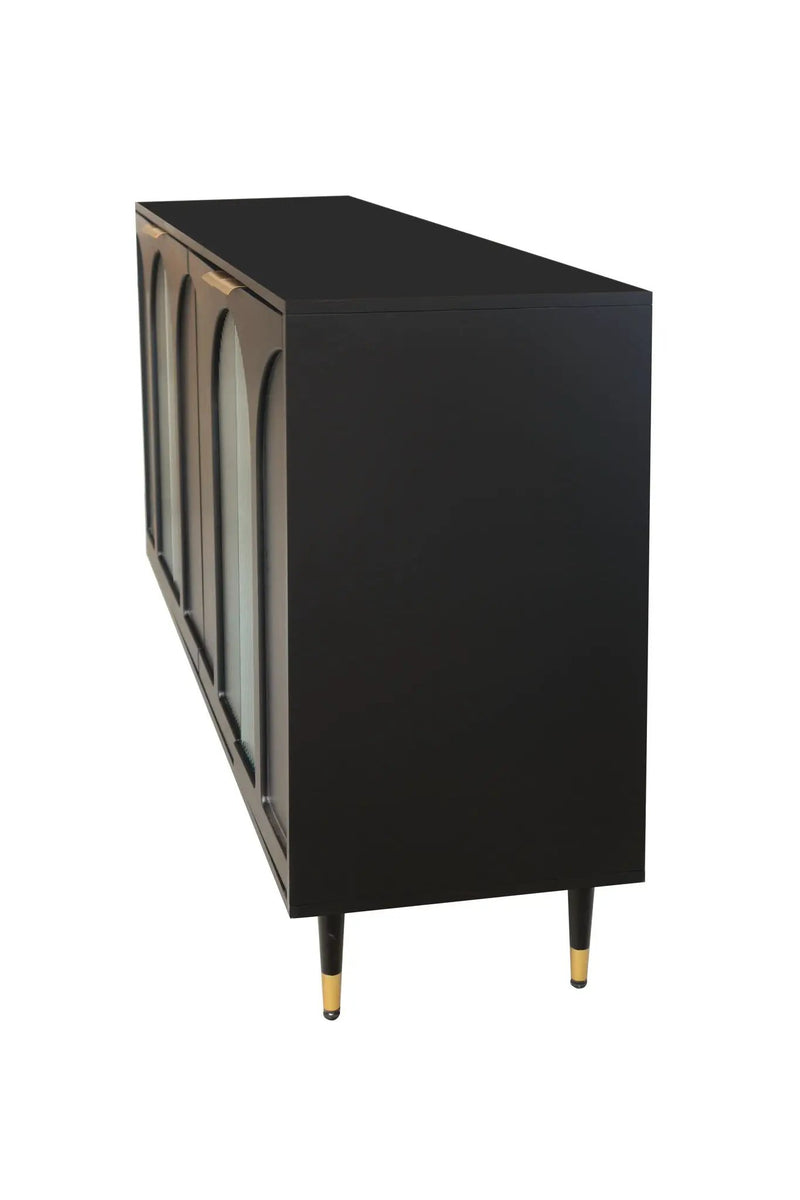 Accent Cabinet Lacquered Wooden Cabinet With 4 Glass Doors Sideboard Buffet Server Cabinet Storage Cabinet, For Living Room, Entryway, Hallway, Office, Kitchen And Dining Room by Unique Piece Furniture