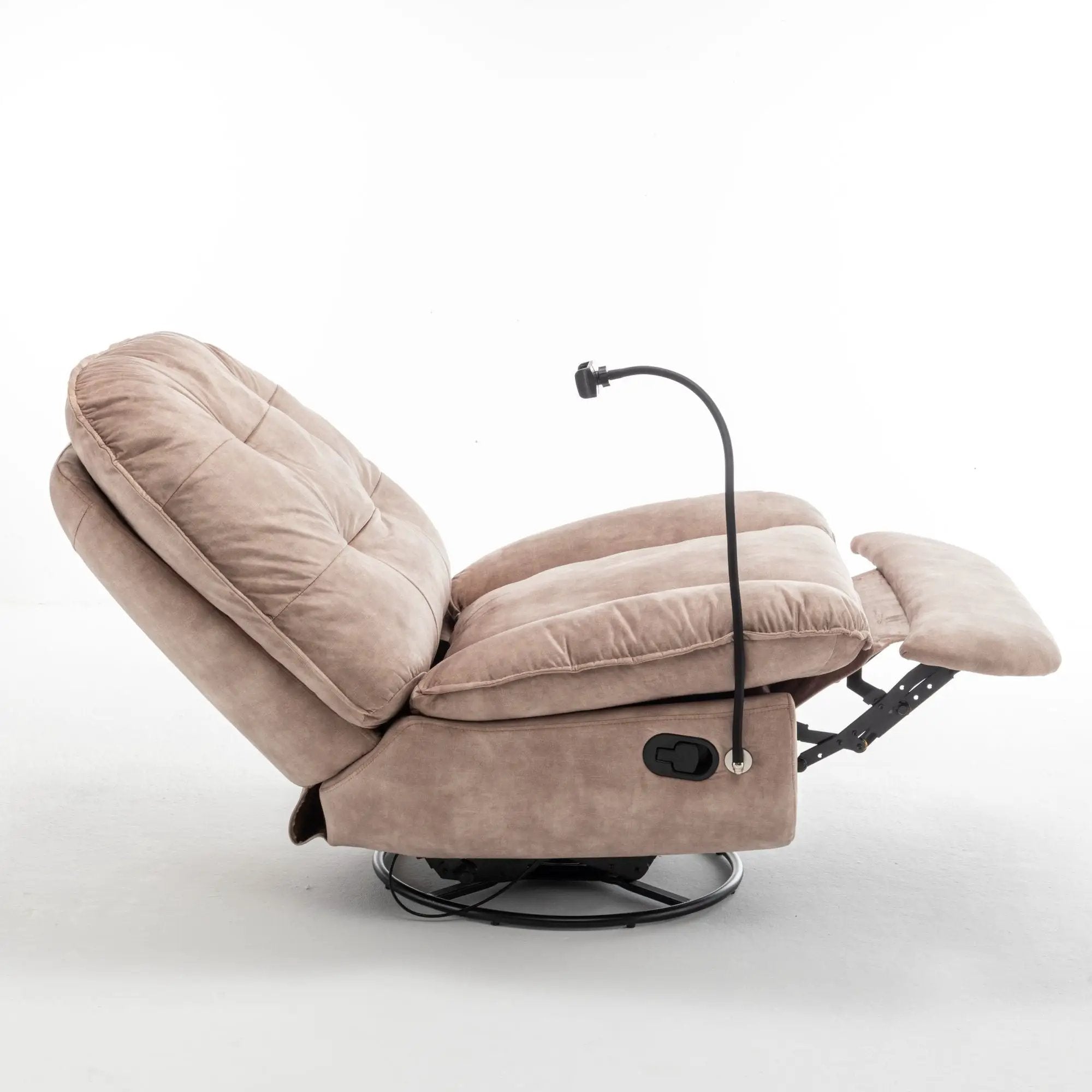 Modern Swivel Gliding Recliner Chair With Rocking Function And Phone Holder, Large Comfortable by Unique Piece Furniture
