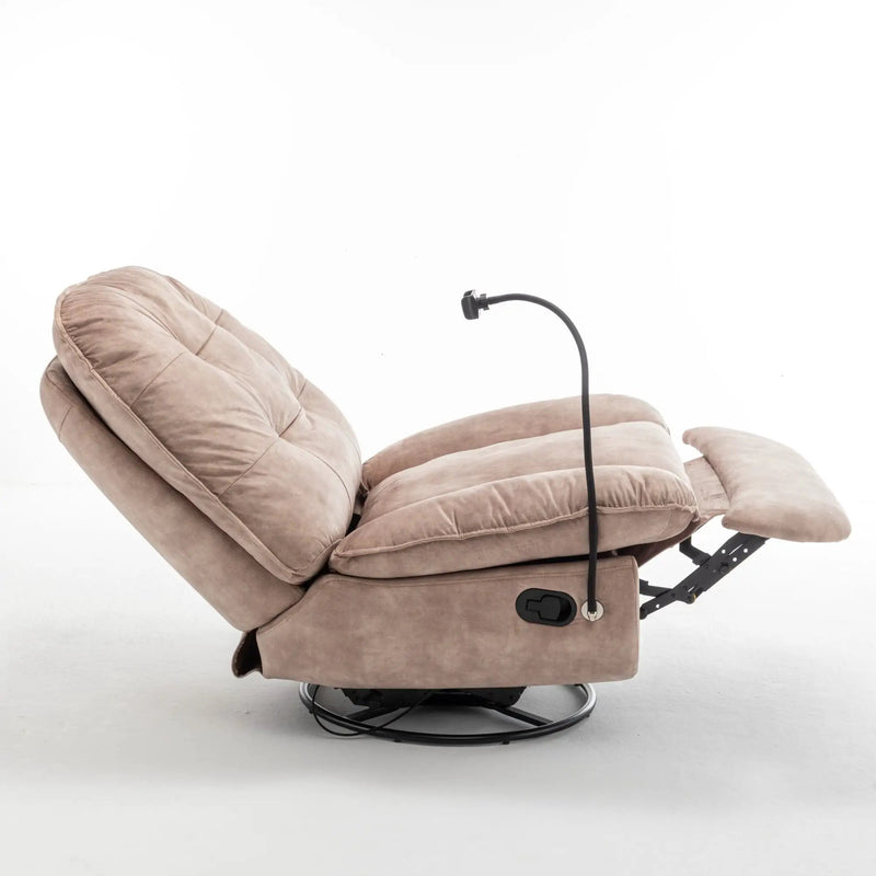 Modern Swivel Gliding Recliner Chair With Rocking Function And Phone Holder, Large Comfortable by Unique Piece Furniture