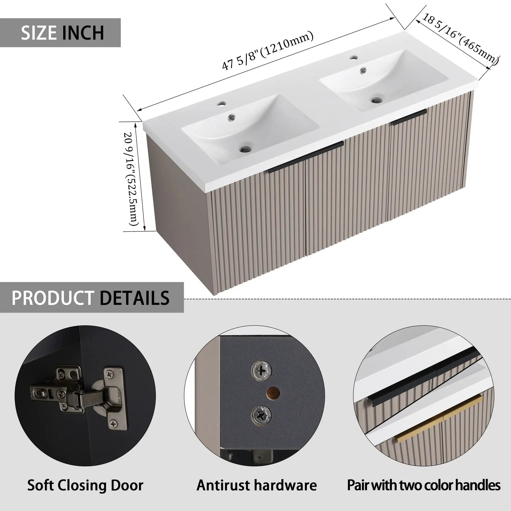 Contemporary Wall Mounted Bathroom Vanity With Resin Double Sink by HouseOfZazla