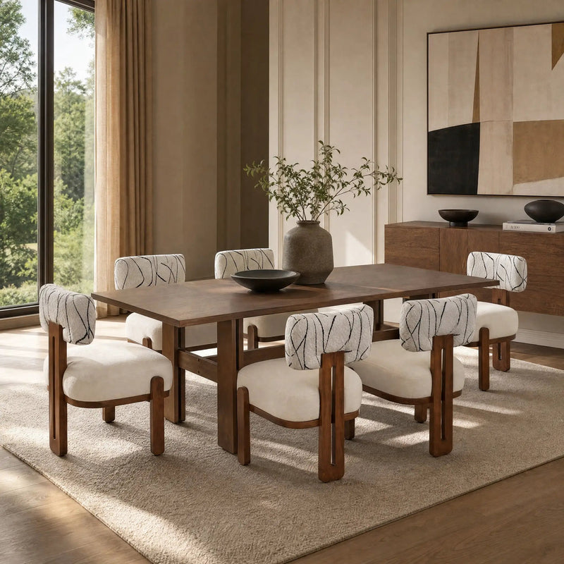 7-Piece Dining Table Set for 6, 71"