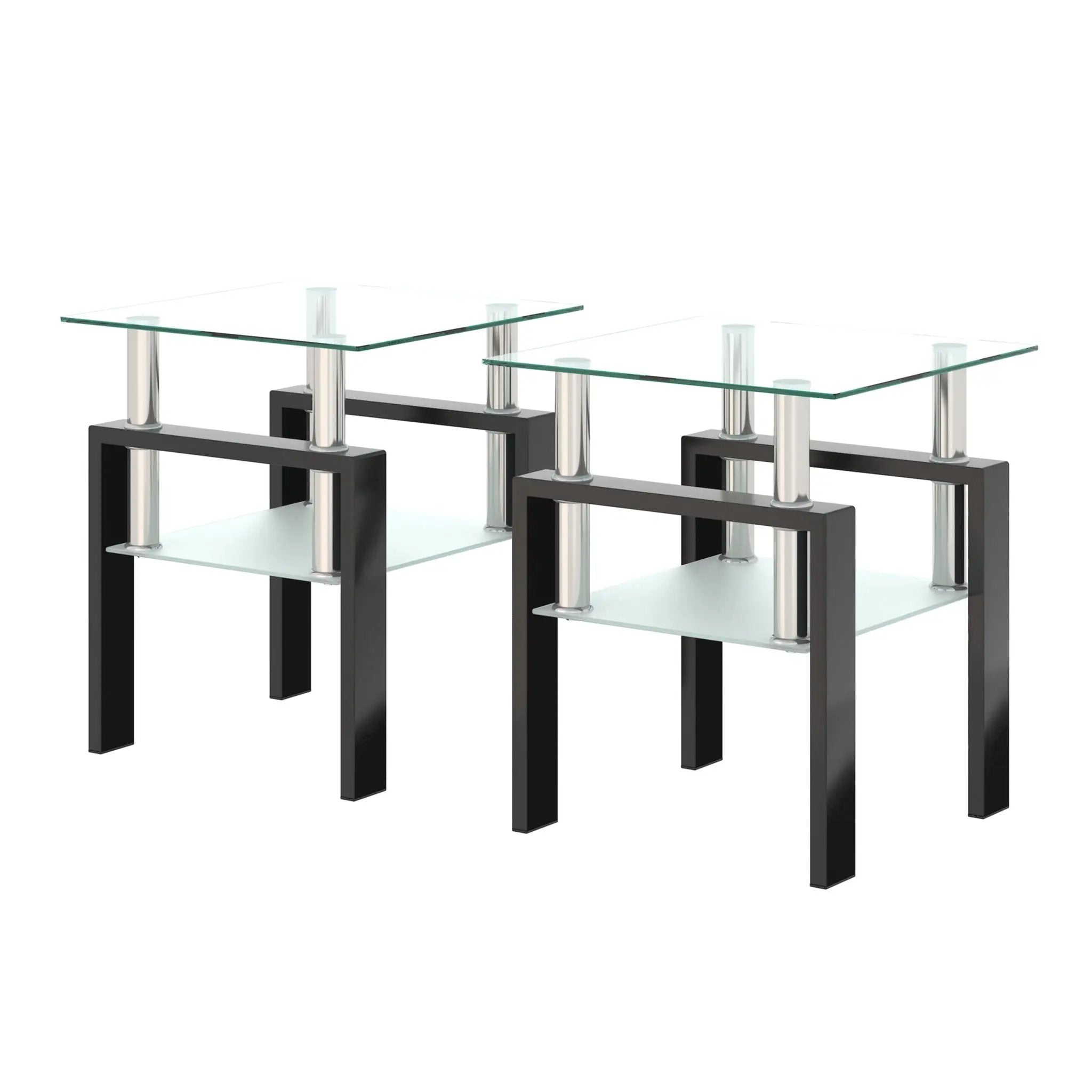 Modern Tempered Glass Tea Table, End Square Table For Living Room by HouseOfZazla