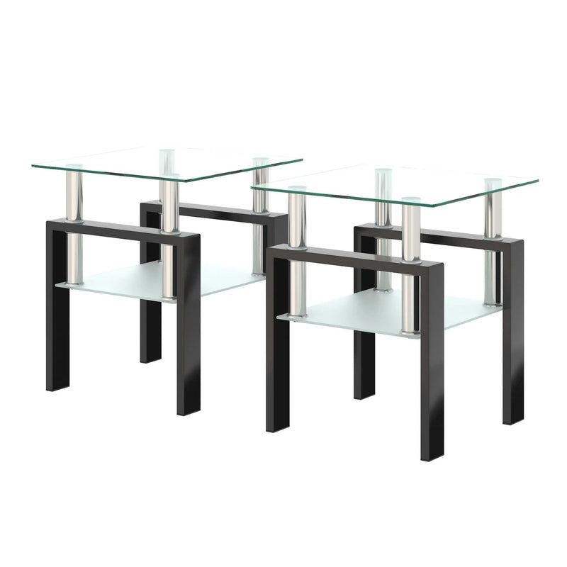 Modern Tempered Glass Tea Table, End Square Table For Living Room by HouseOfZazla