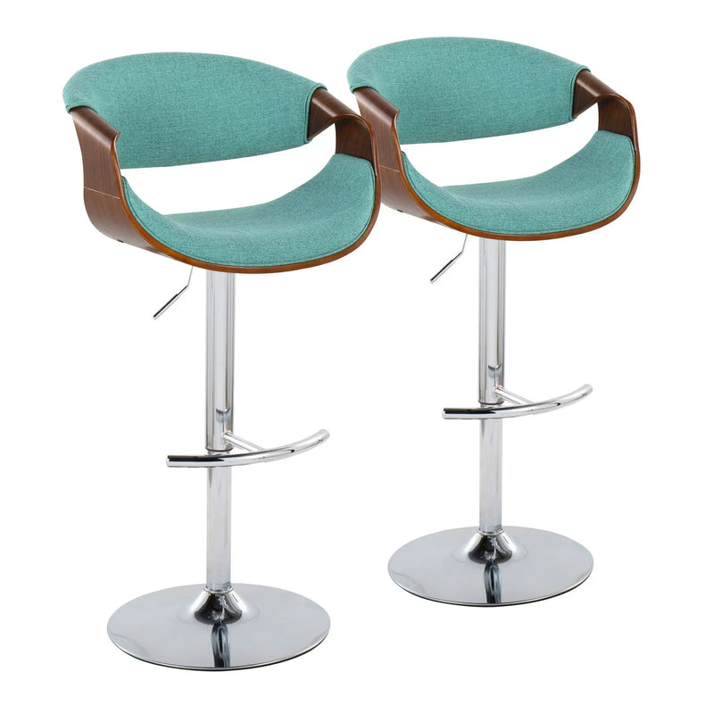 Curvo - Mid Century Modern Adjustable Barstool With Swivel With Rounded T Footrest (Set of 2) by Unique Piece Furniture