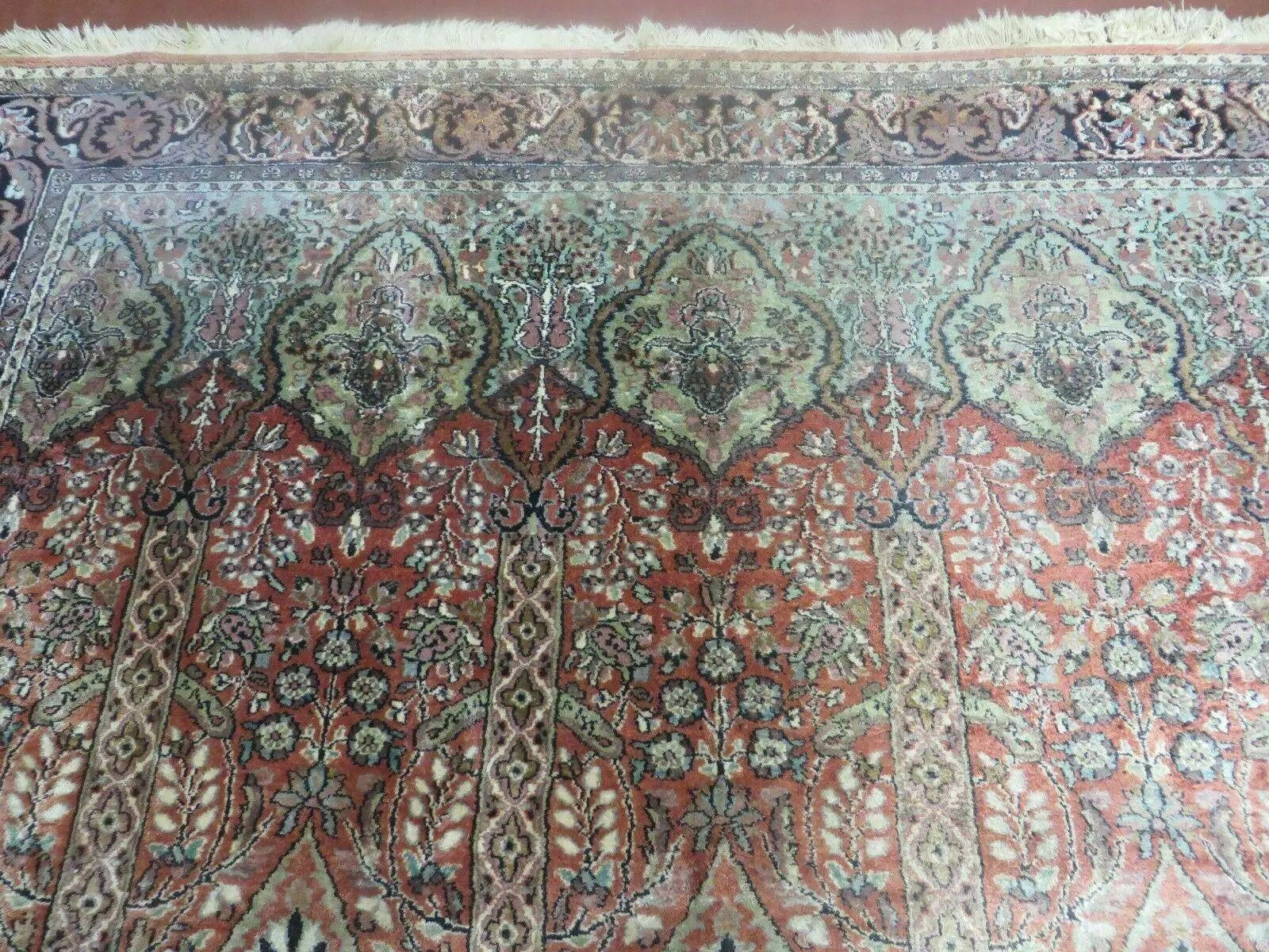 6' X 6' Vintage Handmade Fine Indian Silk Rug Kashmir Square Nice by Jewel Rugs