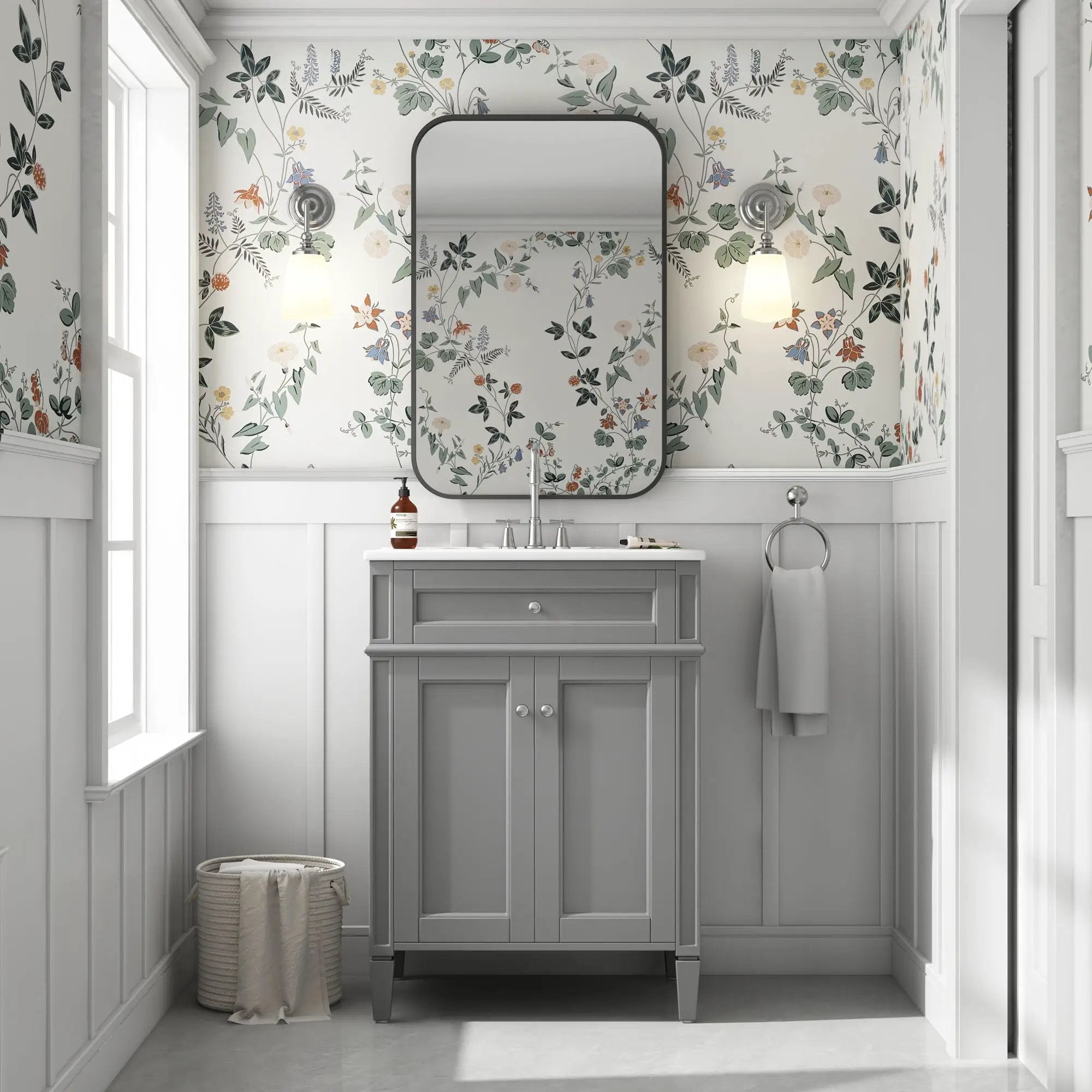 Bathroom Vanity With 2 Doors And Tip Out Drawer, Soft Closing Hinges by Unique Piece Furniture