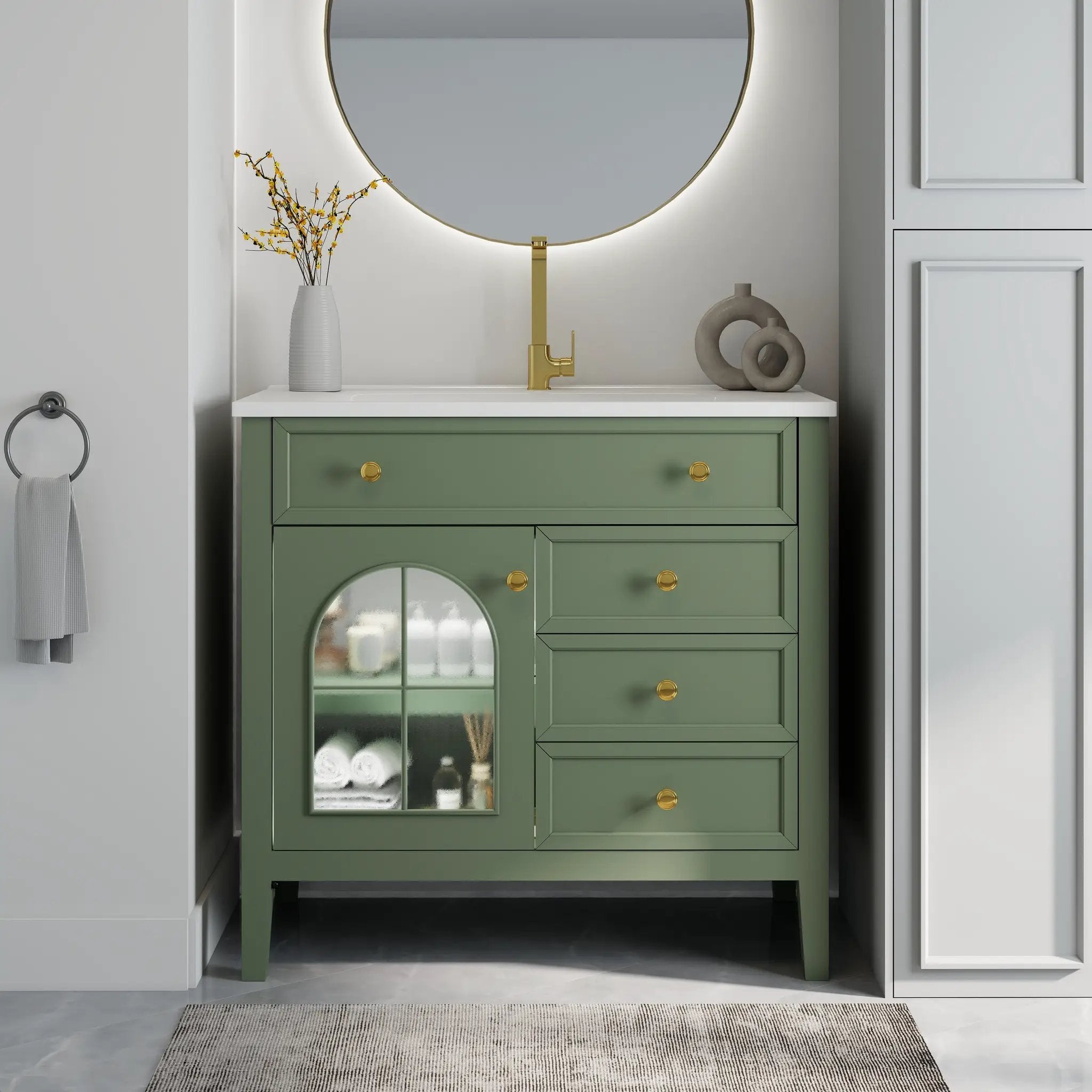 35.6" Mid-Century Bathroom Vanity Sink by HouseOfZazla