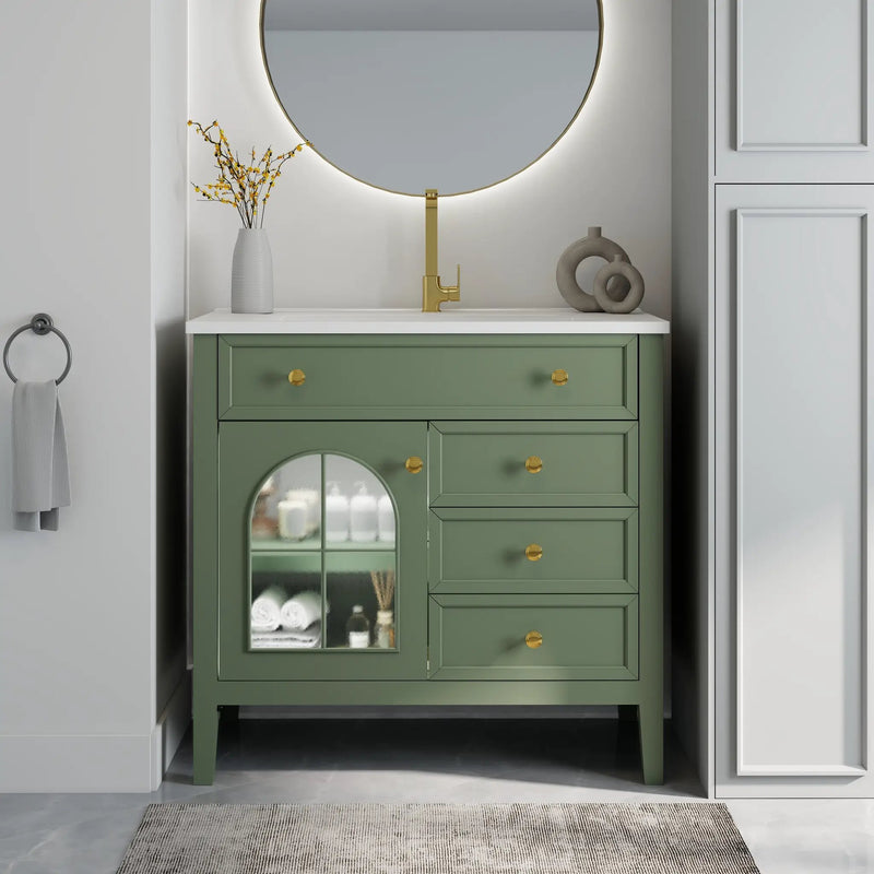 35.6" Mid-Century Bathroom Vanity Sink by HouseOfZazla