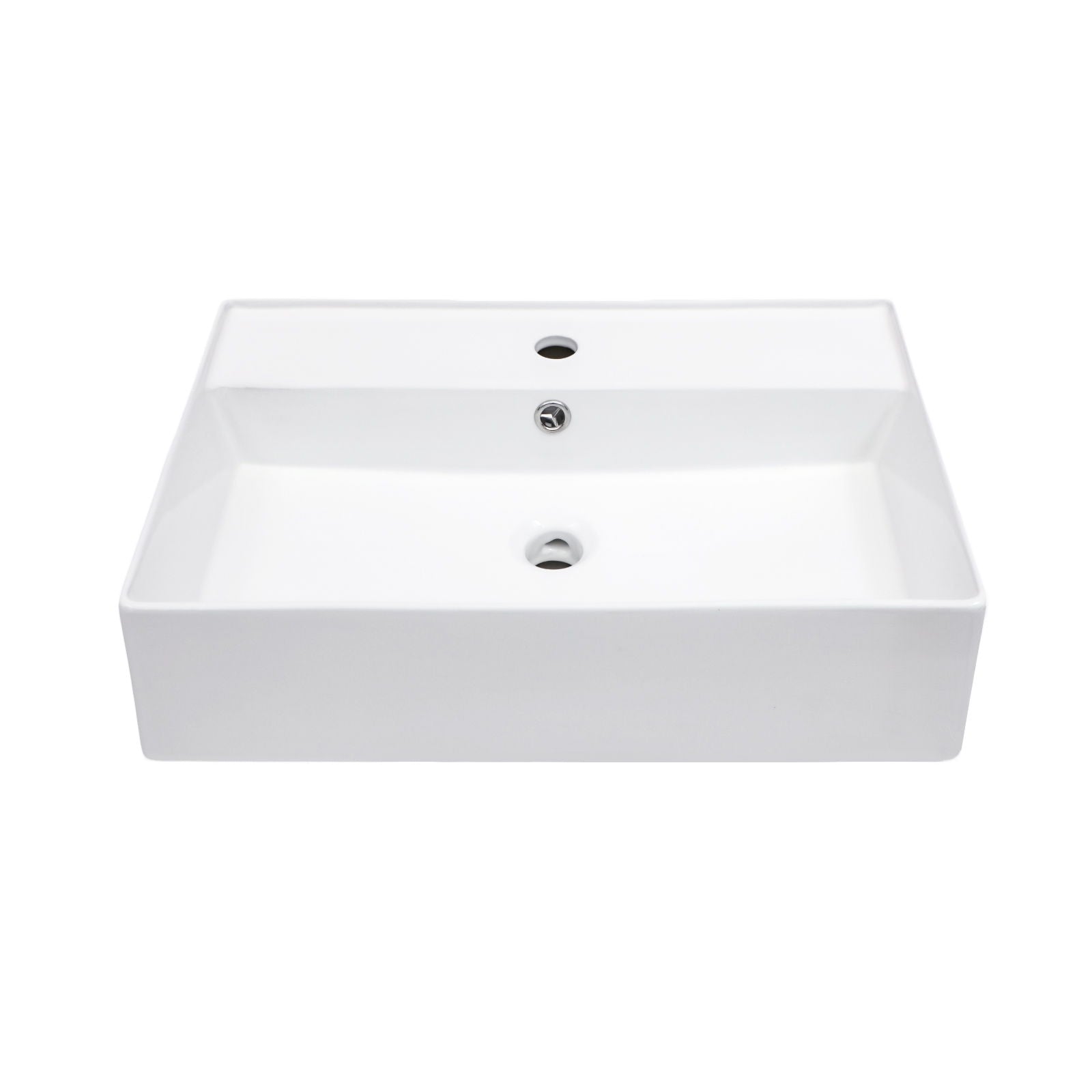 Modern Ceramic Rectangular Wall Mounted Bathroom Sink With Faucet Hole & Overflow by HouseOfZazla