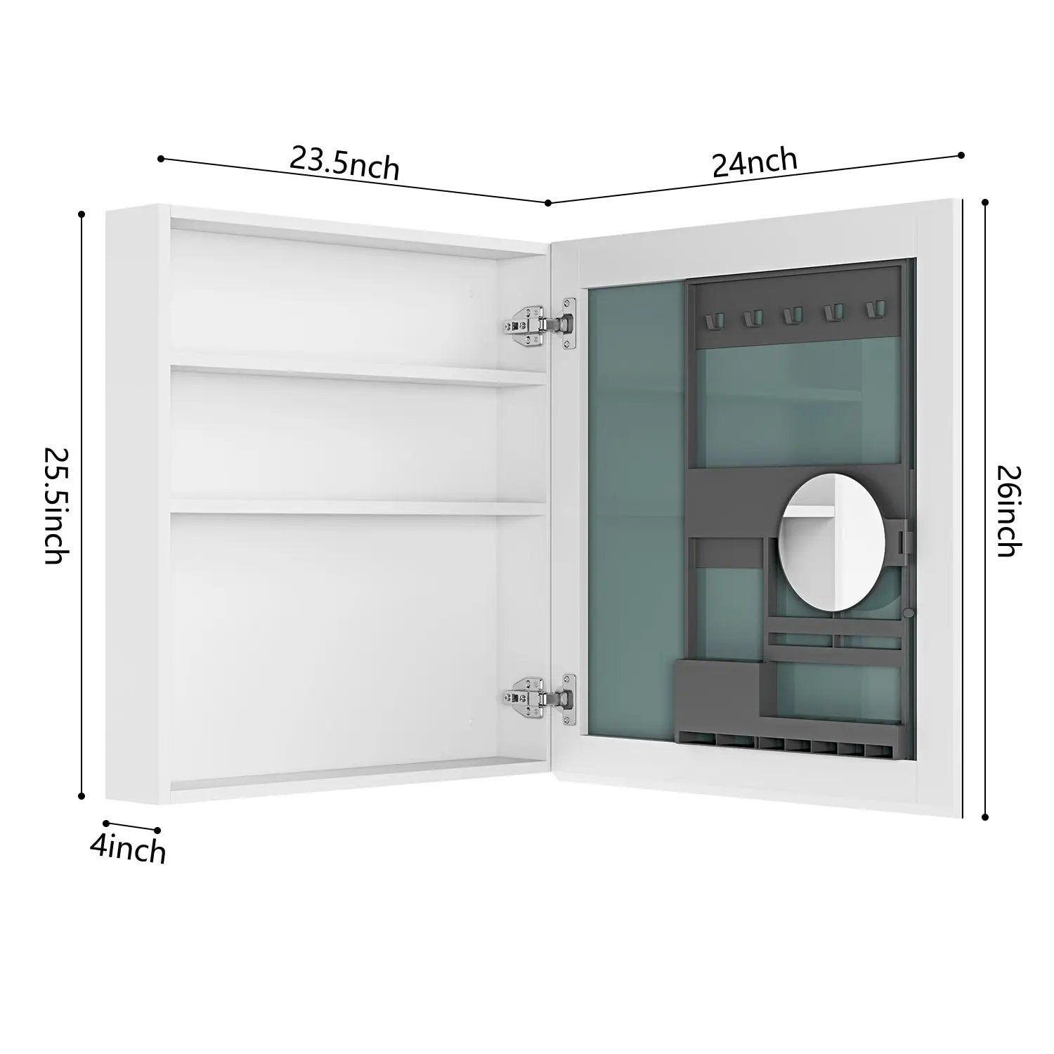 24'' W x 26'' H Surface Frameless Mirror Medicine Cabinet by HouseOfZazla