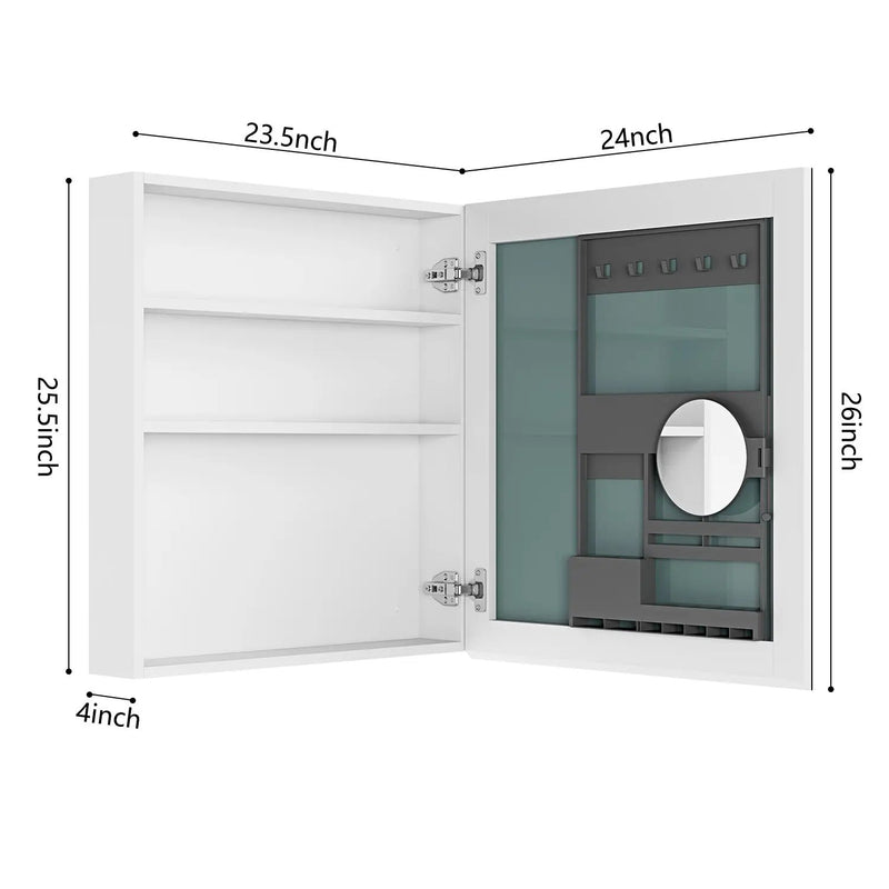 24'' W x 26'' H Surface Frameless Mirror Medicine Cabinet by HouseOfZazla