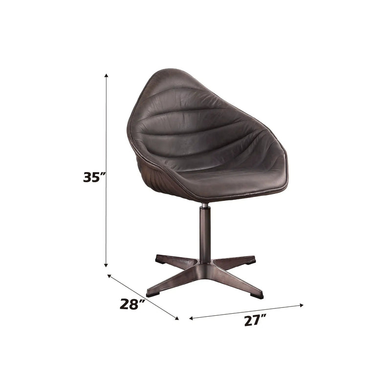 Pipino - Top Grain Leather Accent Chair With Swivel - Antique Ebony by Unique Piece Furniture