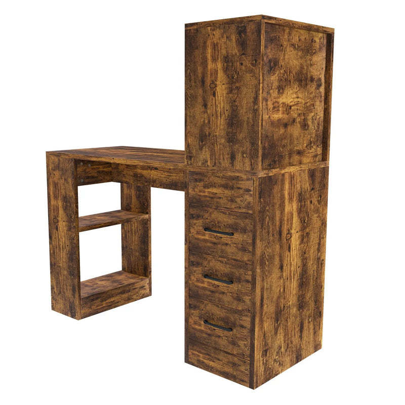 Computer Desk With 4 In 1 Socket & 3 Drawers, 4 Tier Shelves by HouseOfZazla