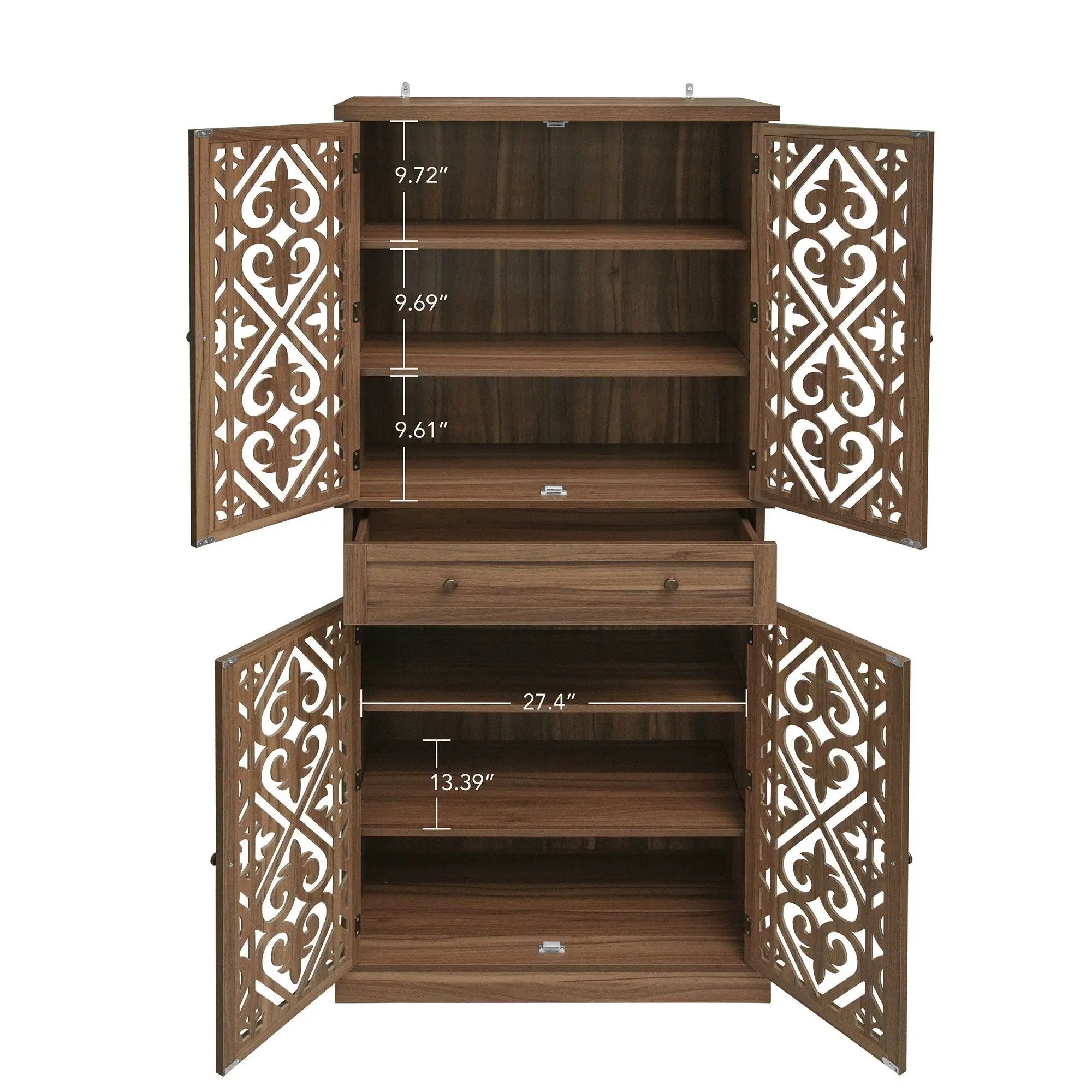 4 Door Cabinet With 1 Drawer, With 4 Adjustable Inner Shelves, Storage Cabinet by Unique Piece Furniture