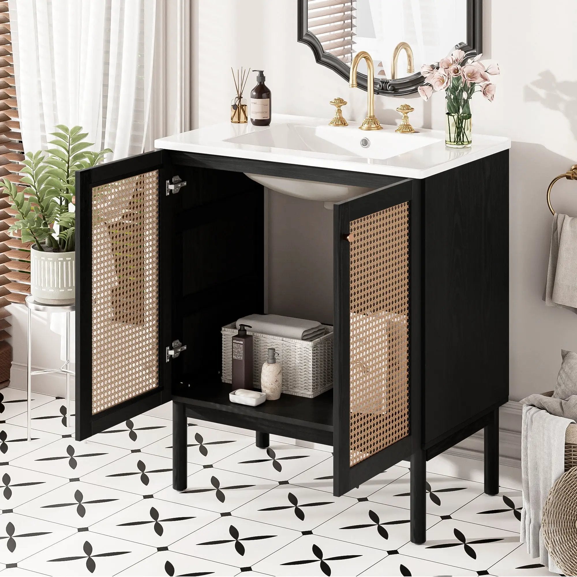 Bathroom Vanity With Soft Closing Mechanism - Black by Unique Piece Furniture