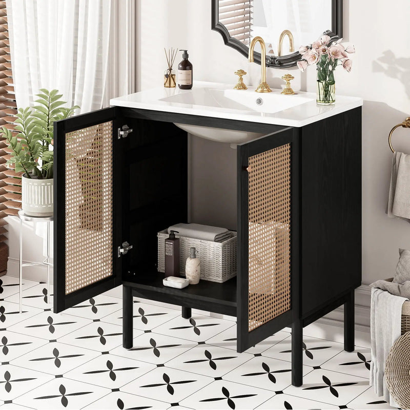 Bathroom Vanity With Soft Closing Mechanism - Black by Unique Piece Furniture