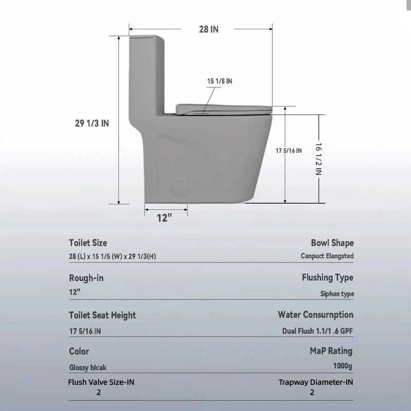 1 Piece Toilet With Tornado Flush, Dual Flush, And ADA Height Comfort Chair by HouseOfZazla