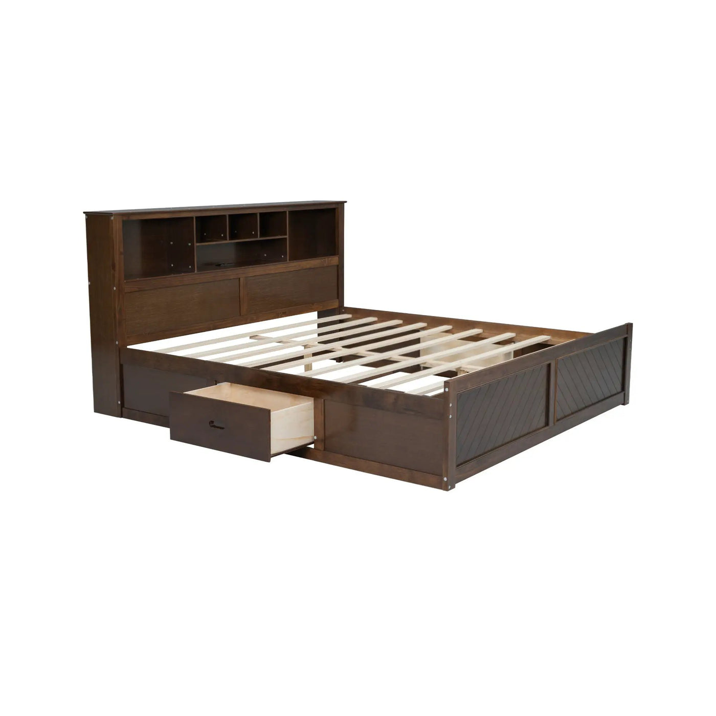 Platform Bed With Multi Storage Headboard, USB And Drawers by HouseOfZazla