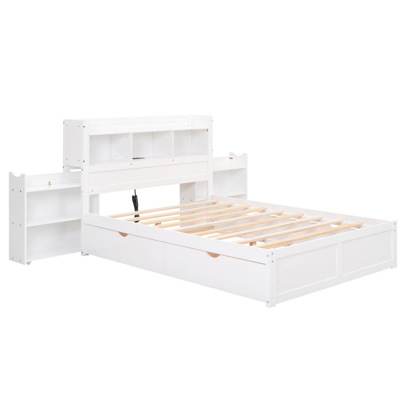 Storage Platform Bed With Pull Out Shelves, Trundle, And 2 Drawers by HouseOfZazla
