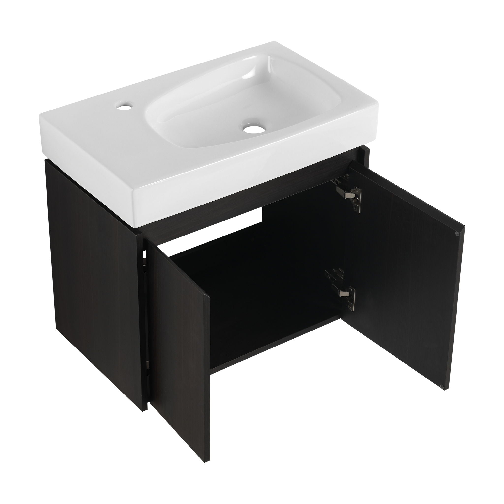 Modern Bathroom Vanity With Ceramic Basin, Wall Mounted Floating Sink Combo, Storage Cabinet by HouseOfZazla