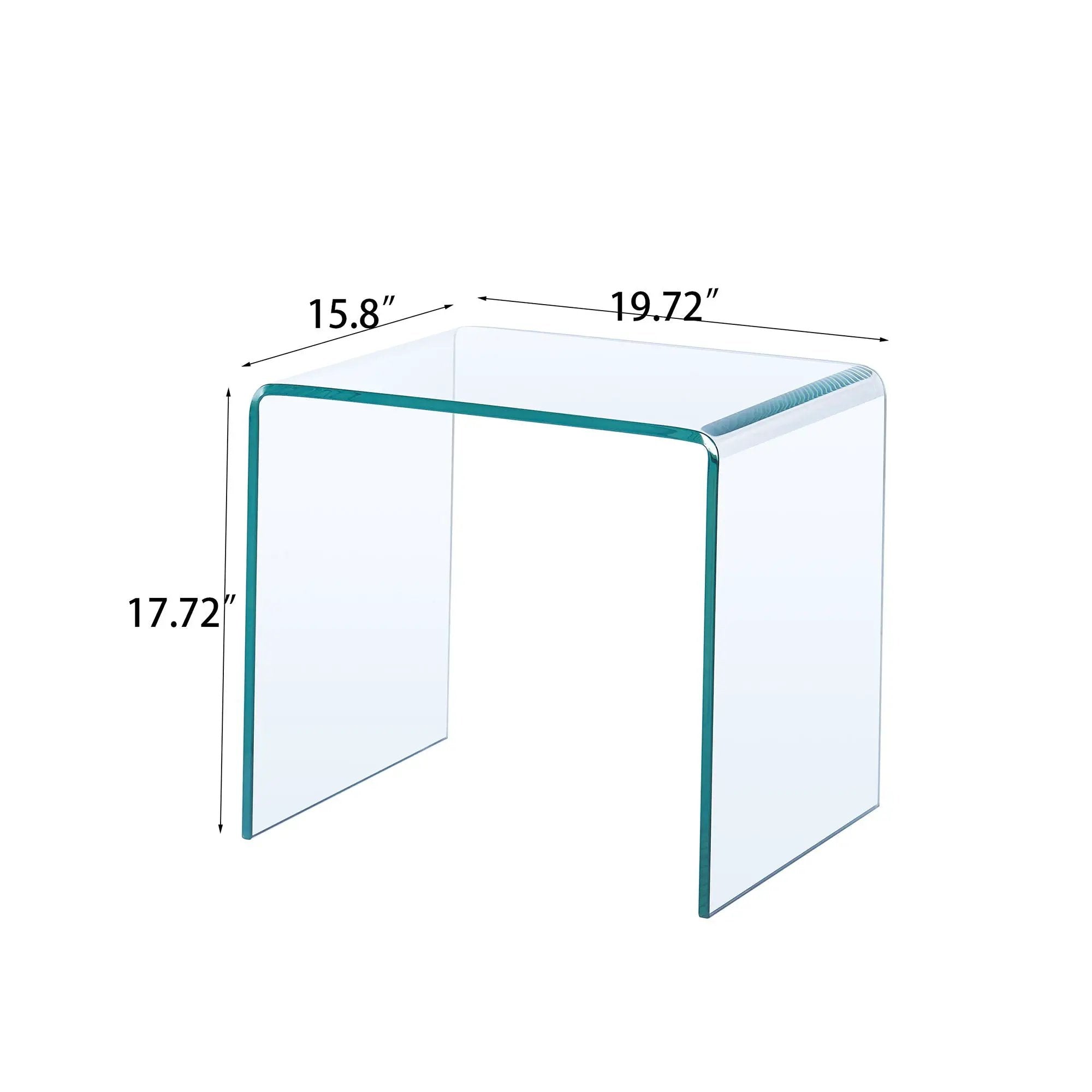 Tempered Bent Glass Sidetable, Transparent End Table, Sofa Table, Premium Glass, Multi Purpose Design - Transparent by Unique Piece Furniture