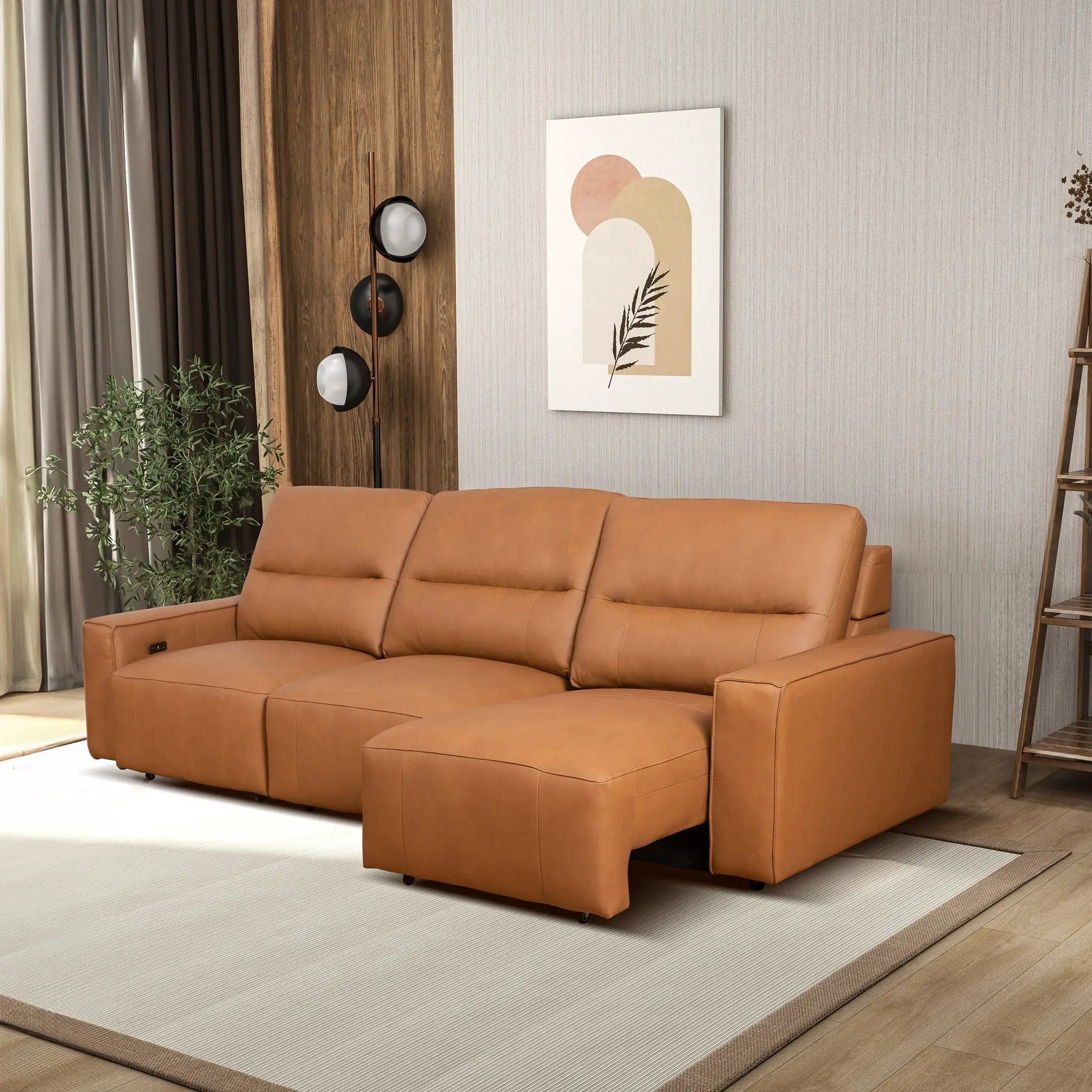 Grant - Triple Power Convertible Sofa - Cognac by HouseOfZazla