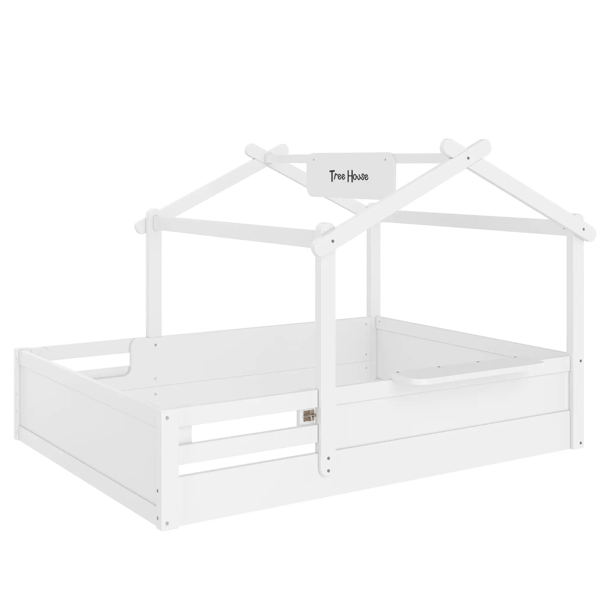 Full Size Floor Bed with Guardrails and Roof by HouseOfZazla