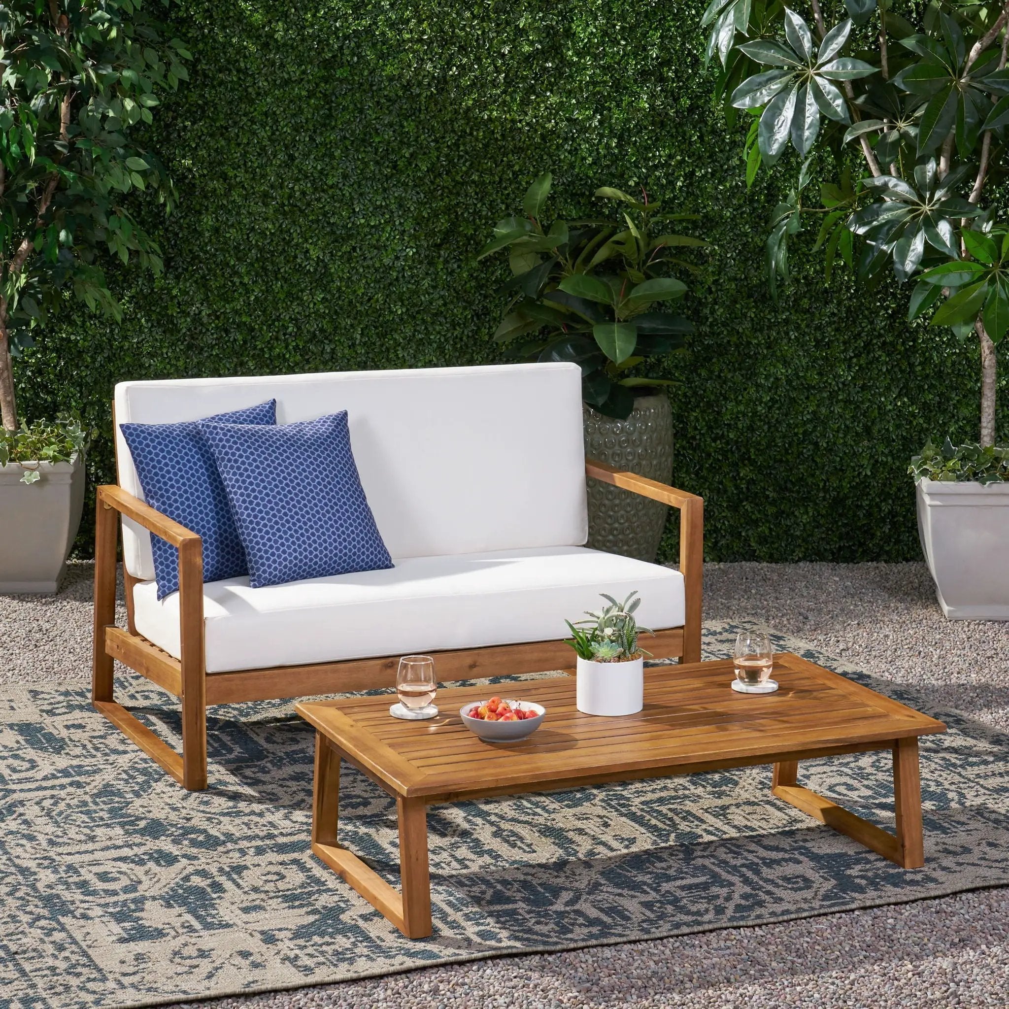 Belgian Loveseat & Coffee Table Set With Water Resistant Cushions by HouseOfZazla