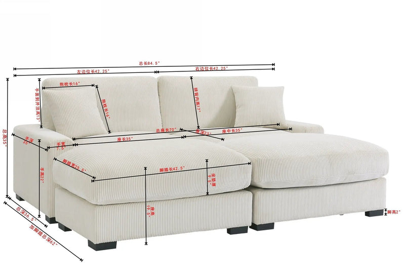 4 Seater Oversized Sectional Sofa With 2 Ottoman And 2 Pillows by HouseOfZazla